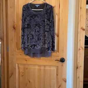 Simply Vera Vera Wang Charcoal Floral Blouse